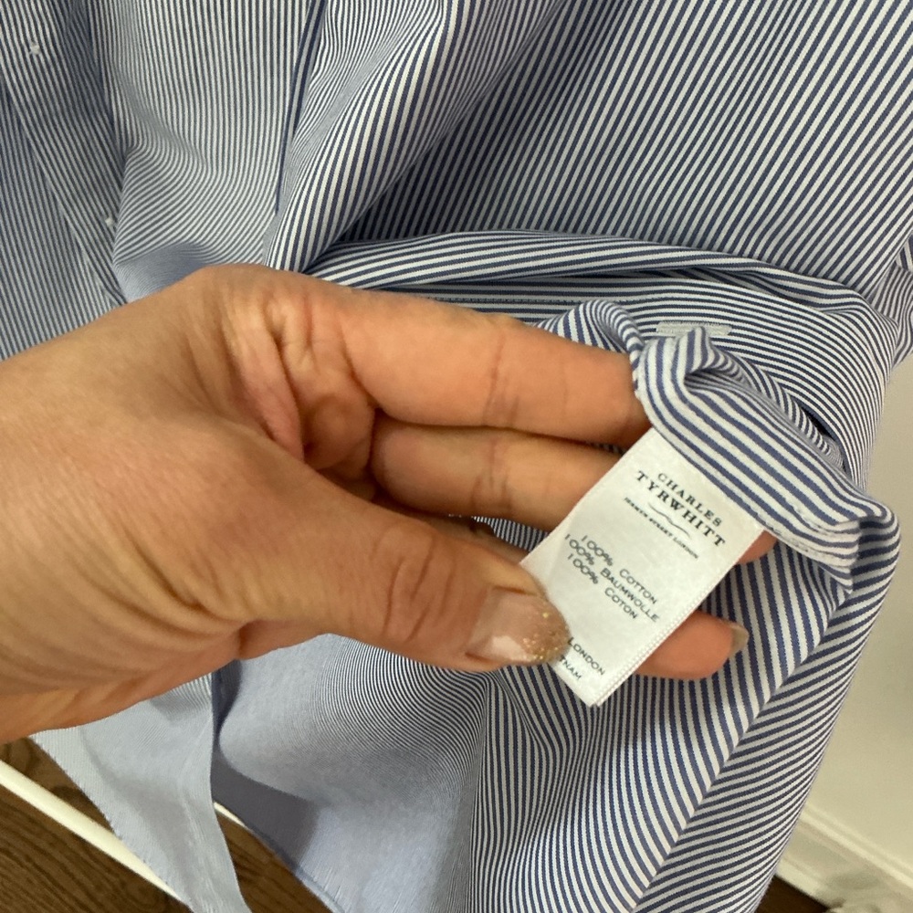 Charles Tyrwhitt Light Blue Pinstripe Dress Shirt - Picture 3 of 3